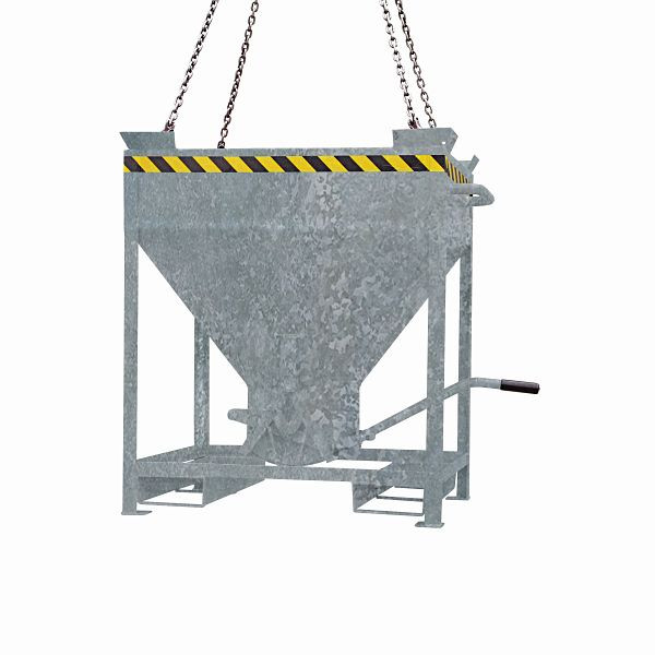 Conteneur silo industriel Eichinger, poches d'accès et œillets de grue, sortie centrale pouvant être actionnée à l'aide d'un levier, 300 litres galvanisé à chaud, 20520400002000