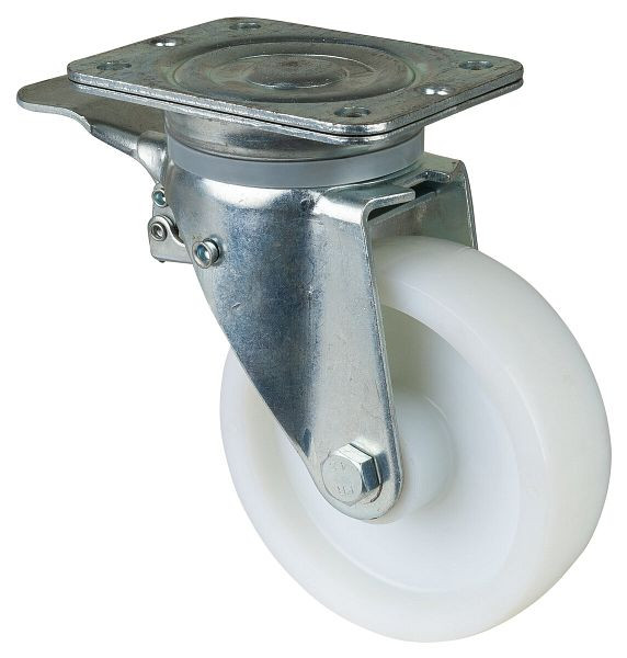 BS Rolls Roulette pour charges lourdes avec frein, largeur 45 mm, Ø150 mm, jusqu'à 600 kg, bande de roulement/corps de roue plastique, roulement à rouleaux, N120.B10.151