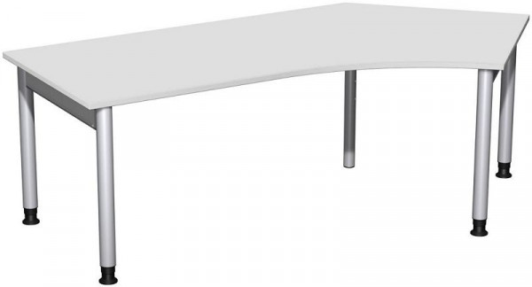 bureau geramöbel 135° droite, réglable en hauteur, 2166x1130x680-820, gris clair/argent, N-657316-LS