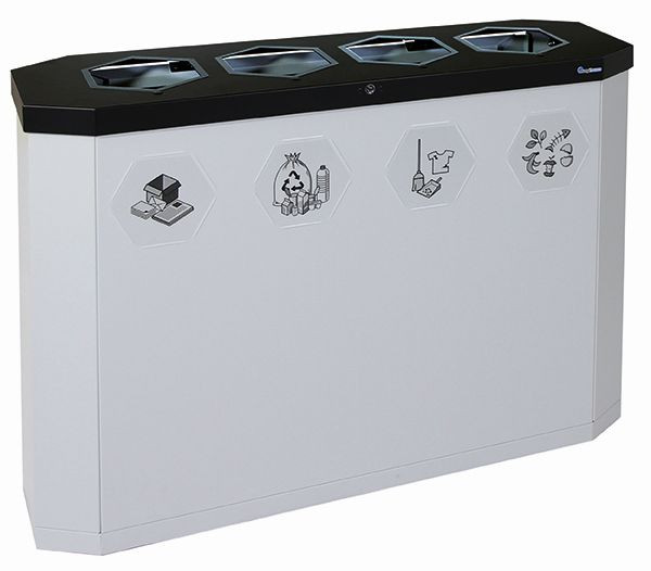 Station de recyclage intelligente Blunt Sixco 4, gris clair RAL 7035, 830x1200x355 mm (HxLxP), 565-180-07
