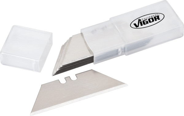 Lames de rechange trapézoïdales VIGOR, nombre d'outils : 10, utilisables deux fois grâce à la forme trapézoïdale, pour couteaux universels V1345, V7099, V1446