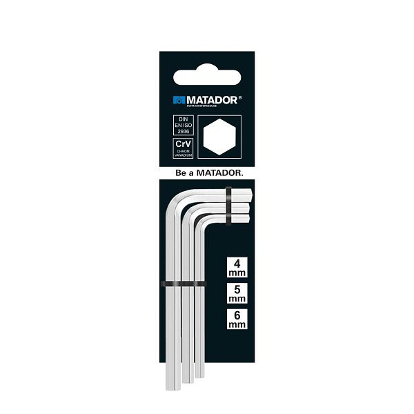 Jeu de tournevis coudés MATADOR, courts, hexagonaux, 4 / 5 / 6 mm, 0440 9030