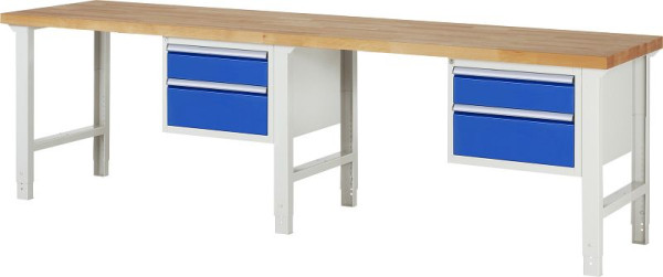 Établi RAU série 7000 - modèle 7123, L3000 x P700 x H790-1140 mm, base système L3000 x P650 x H750-1100 mm, 03-7123A1-307B4H.11