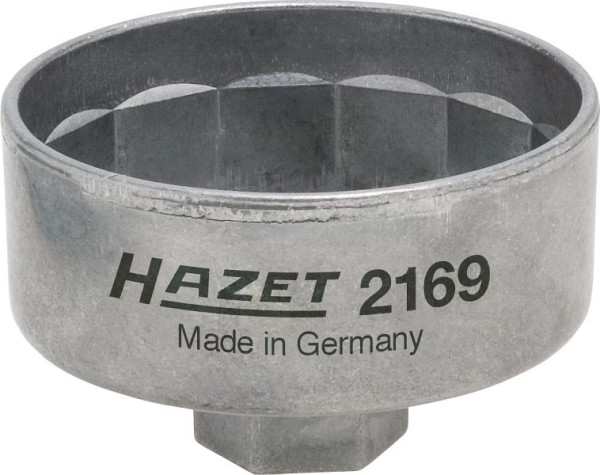 Clé pour filtre à huile Hazet, carré creux 10 mm (3/8 pouce), profil extérieur 14 pans, 82 mm, pour filtres MANN et KNECHT, 2169