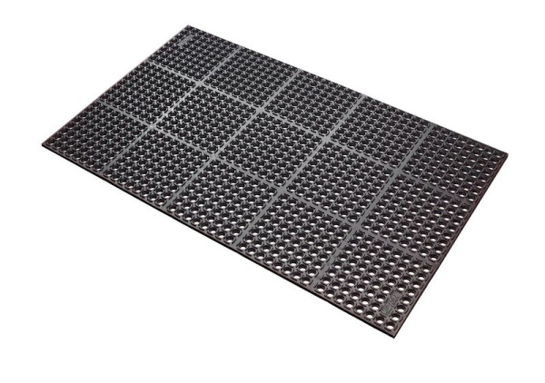 Notrax Safety Stance tapis de travail ergonomique anti-fatigue zones humides systèmes enfichables 549, noir, 90 cm x 150 cm, 549S0035BL