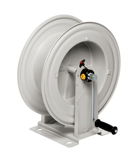 Enrouleur de tuyau Ebinger HM 610, tuyau max.20m - 27mm OD, boîtier en acier peint, 20bar / 90 ° C (eau-air comprimé), 8.610.130