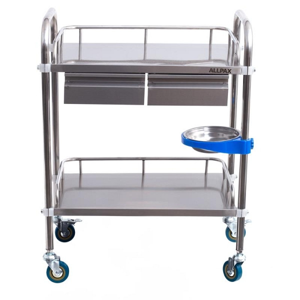 Chariot de laboratoire ALLPAX avec 2 étagères et 2 tiroirs, 10022450