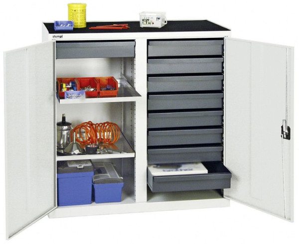 armoire à outils et matériel série 3000, 7035/7035, 9 tiroirs 100 mm, 2 étagères, 3002907
