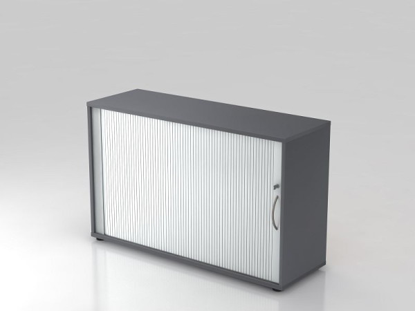 Armoire à volets roulants Hammerbacher horizontale, 2OH 120cm poignée courbée graphite/argent, 120x40x74,8 cm (LxPxH), V1732S/G/S/BM