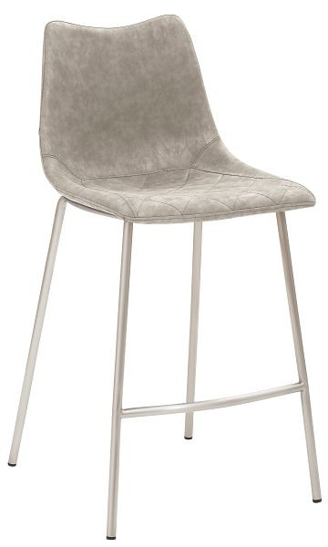 Mayer Sitzmöbel tabouret de comptoir mySOLO, revêtement d'assise cuir synthétique vintage gris clair, structure à quatre pieds en acier inoxydable brossé, 1175_V4_544