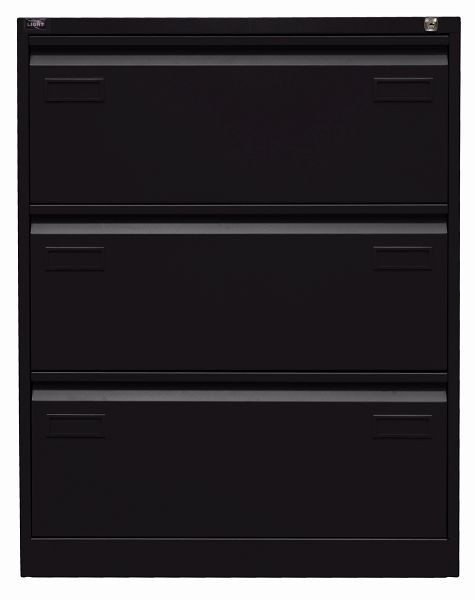 Classeur suspendu Bisley LIGHT, double rail 3 tiroirs HR, noir, CDF3633