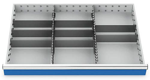 Bedrunka+Hirth inserts de tiroir T736 R 36-24, pour hauteur de panneau 75 mm, 2 x MF 600 mm, 8 x TW 300 mm, 166BLH75