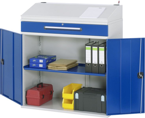 Bureau debout avec armoire latérale RAU - modèle 02, L1100 x P520 x H1110/1220 mm, 07-1100-M02.11