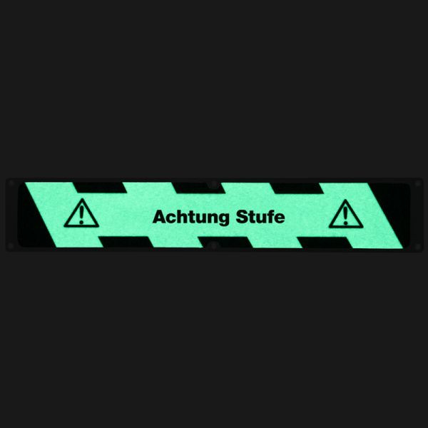 Pantalon de farine plaque antidérapante en aluminium avec revêtement antidérapant m2, luminescent noir/vert "Attention step" 114x635mm, APM1X3F1
