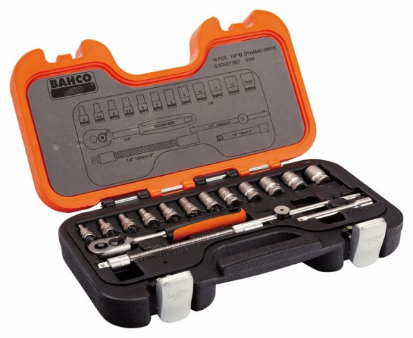 Jeu de clés à douille Bahco 1/4", 16 pièces, pouce, S160