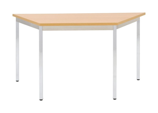 Table polyvalente Bisley MULTI Desking, trapèze, chromée, 25 mm, décor hêtre BC, H 740 x L 1400 x P 700 mm, MTC25T1407BC399