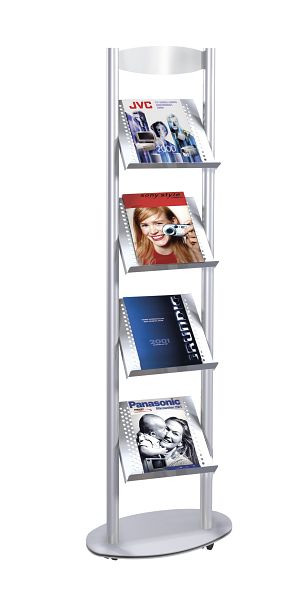 Kerkmann porte-brochures Sirius 4 x DIN A4, L 530 x P 340 x H 1550 mm, aluminium argent, 42347314