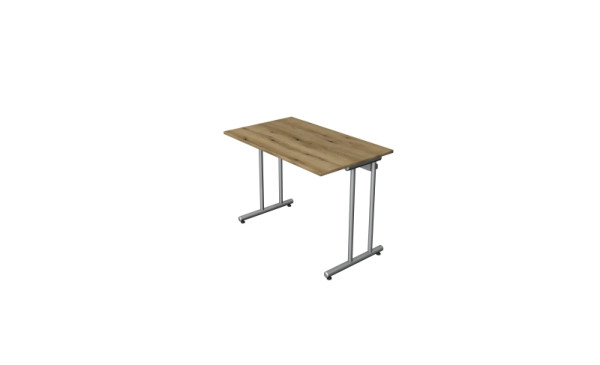 Bureau Kerkmann start-up, L 1000 x P 600 x H 750 mm avec pied en C en aluminium argent, chêne, 11439055