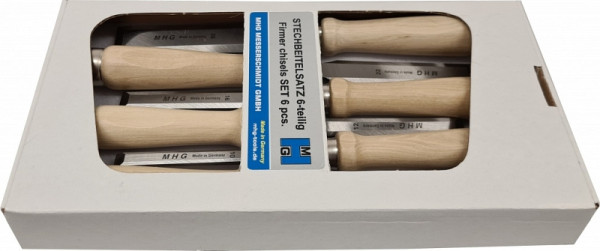 Jeu de ciseaux MHG avec livret en hêtre blanc dans une boîte avec fenêtre, contenu: 6,10,12,16,20,26 mm, lame polie, taille: 6 pièces, 13002.06