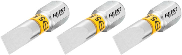 Embout Hazet, six pans plein 6,3 (1/4 pouce), profil de fente, 0,8 x 5,5 mm, nombre d'outils : 3, 2208N-8/3