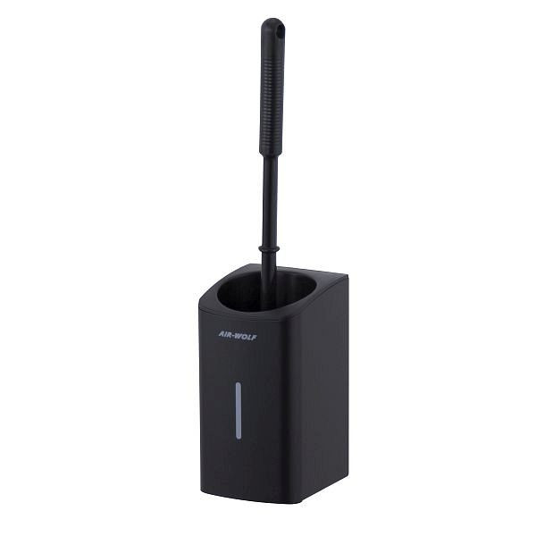 Porte-brosse WC Air Wolf, série Alpha, H x L x P : 185 x 100 x 113 mm (sans manche), acier inoxydable noir mat, 60-128