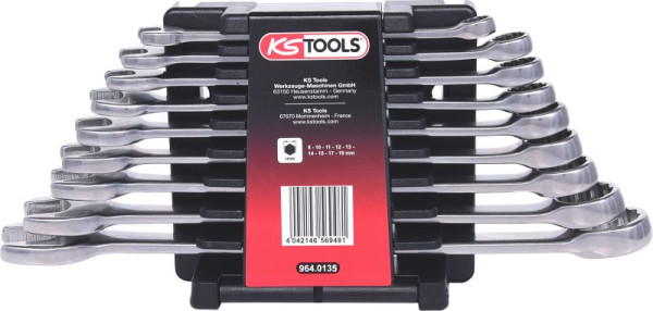 KS Tools jeu de clés mixtes en acier inoxydable, coudées, 9 pièces, 964.0135