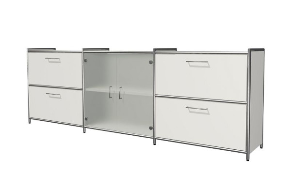 Buffet Kerkmann large avec 2 tiroirs, 2 OH, Artline, L 2360 x P 380 x H 780 mm, blanc, 13732610