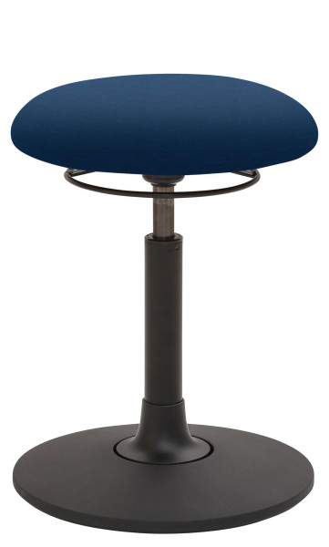 Mayer Sitzmöbel , assise en plaque ronde, rembourrée, avec anneau de déclenchement noir, hauteur d'assise 49 - 69 cm, bleu, revêtement : Carissima, 1166_GF30_30326
