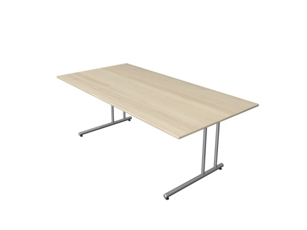 Bureau Kerkmann start-up, extra large, L 2000 x P 1000 x H 750 mm avec pied en C en aluminium argent, érable, 11434250