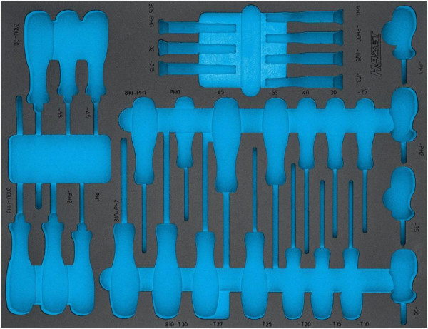 Insert en mousse souple Hazet à 2 composants, pour 163-524/31 Dimensions / longueur : 519 mm x 392 mm Taille du système d'organisation : 3/3+ (519 x 392 mm), 163-524L