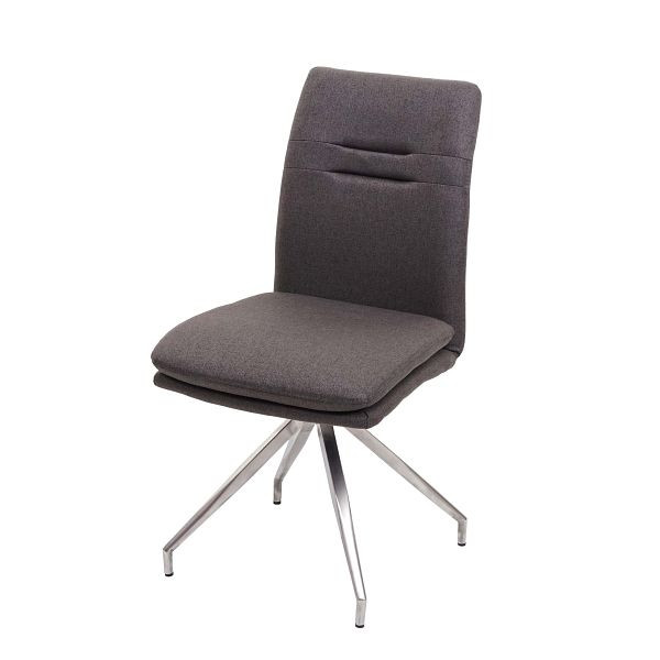 Chaise de salle à manger Mendler HWC-H70, chaise de cuisine, fauteuil, tissu/textile acier inoxydable brossé, gris-brun, 73921