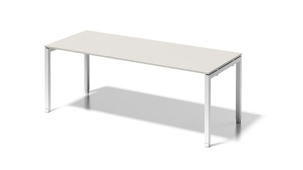 Bureau Bisley Cito, structure en U réglable en hauteur 650-850 mm, H 19 x L 2000 x P 800 mm, gris blanc/blanc signalisation, DUH2008GW396