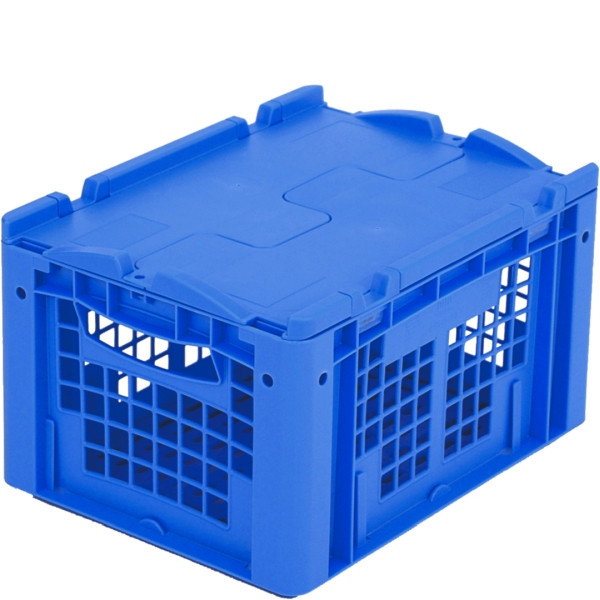BITO Euro bac gerbable XL couvercle/palette /XLD43223 400x300x220 bleu, parois du couvercle perforées, C0292-0058