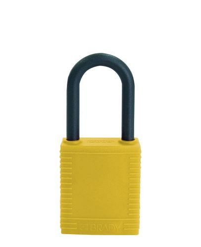Serrure de sécurité DENIOS avec support en plastique jaune, non conducteur, 209695