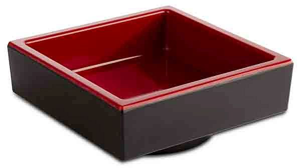 APS Bento Box -ASIA PLUS-, 7,5 x 7,5 cm, hauteur : 3 cm, mélamine, intérieur : rouge, brillant, extérieur : noir, mat, 15485