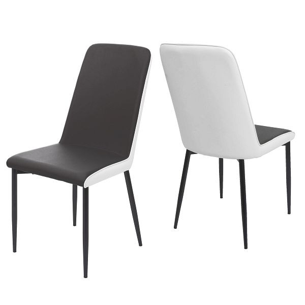 Mendler ensemble de 2 chaises de salle à manger HWC-F26, chaise chaise de cuisine, simili cuir, siège noir, 69489
