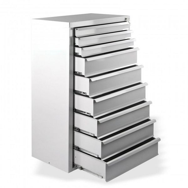 Armoire à tiroirs ADB "MAMMUT" 9 tiroirs, couleur : gris clair, RAL 7035, dimensions LxPxH : 70x43, 5x120 cm, 24782