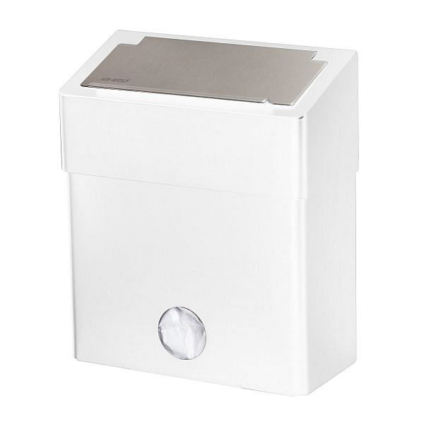 Conteneur à déchets hygiéniques Air Wolf pour serviettes hygiéniques, série Omega, H x L x P : 424 x 278 x 125 mm, acier inoxydable blanc, 29-452