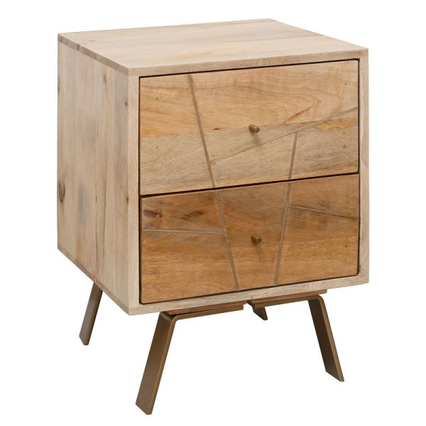 Wohnling console de nuit SIKAR 40x56x40cm bois de manguier massif, WL5.606
