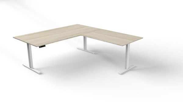 Table assis/debout Kerkmann L 2000 x P 1000 mm avec élément rapporté, réglable en hauteur électriquement de 720 à 1200 mm, Move 3, couleur : érable, 10382850