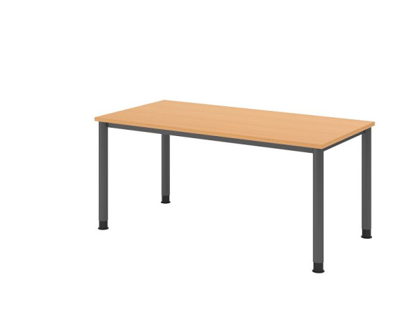 Bureau Hammerbacher HS16, 160 x 80 cm, plateau : hêtre, épaisseur 25 mm, structure 4 pieds en graphite, hauteur de travail 68,5-81 cm, VHS16/6/G