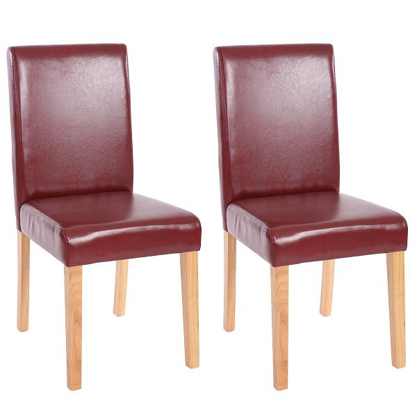 Mendler, ensemble de 2, chaise de salle à manger, chaise de cuisine, Littau, similicuir, brun rouge, pieds clairs, 33685
