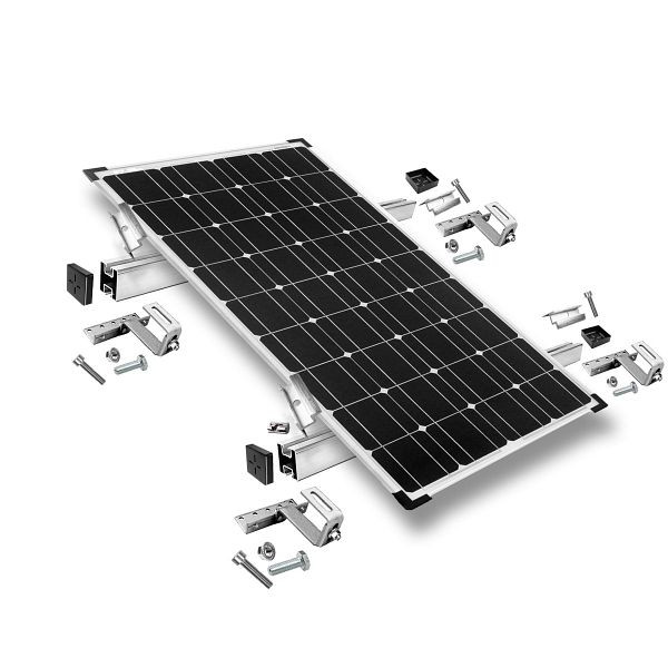 Kit de fixation Offgridtec avec crochet de toit, réglable en 3 directions (pour tuiles) pour installation sur toit en pente, 1 cadre de panneau solaire hauteur 35 mm, 8-01-013775-002