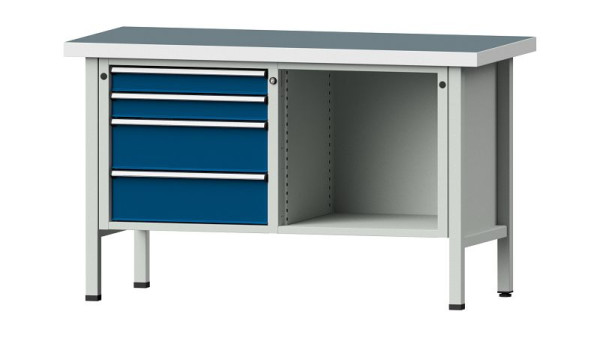 Établis ANKE Établi en caisson, modèle 134 V, 1500 x 700 x 900 mm, RAL 7035/5010, UBP 50 mm, 305.043