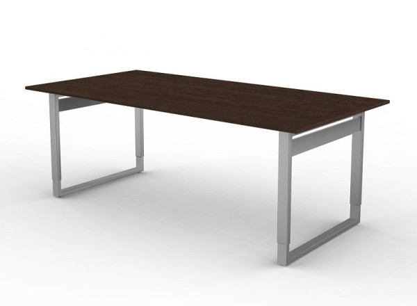 Kerkmann bureau extra large / table de réunion avec structure en fer, forme 5, L 2000 x P 1000 x H 680-820 mm, wengé, 11407751