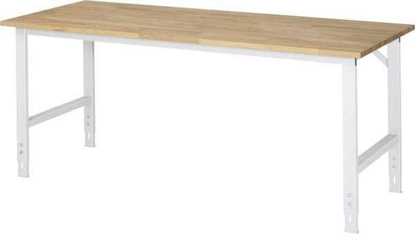 Table de travail RAU série Tom (6030) - plateau en hêtre massif réglable en hauteur, 2000x760-1080x800 mm, 06-625B80-20.12