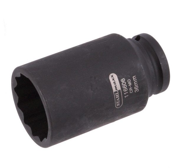 Insert pour clé à douille à chocs Stahlmaxx, 36 mm, 12 pans, 1/2", XXL-116606