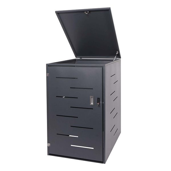 Habillage de poubelle Mendler XL 1-/2 HWC-E83, couvercle de poubelle, extensible 108x66x94cm, anthracite, acier 39kg, 73388+73389