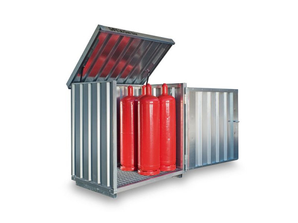 Boîte à bouteilles de gaz SÄBU SAFE GB 1, galvanisée, assemblée, avec fond grillagé, 1.420 x 1.080 x 1.470 mm