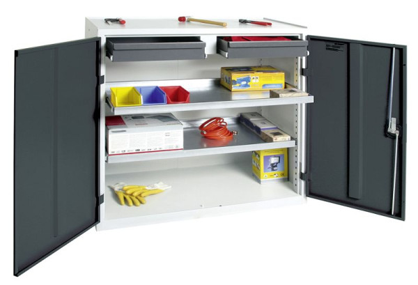 armoire à outils et matériaux blunt TM 3000, RAL 7035/7016, 2 tiroirs, 2 plateaux, 3007271